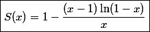 \boxed{S(x) = 1 - \frac{(x-1)\ln(1-x)}{x}}